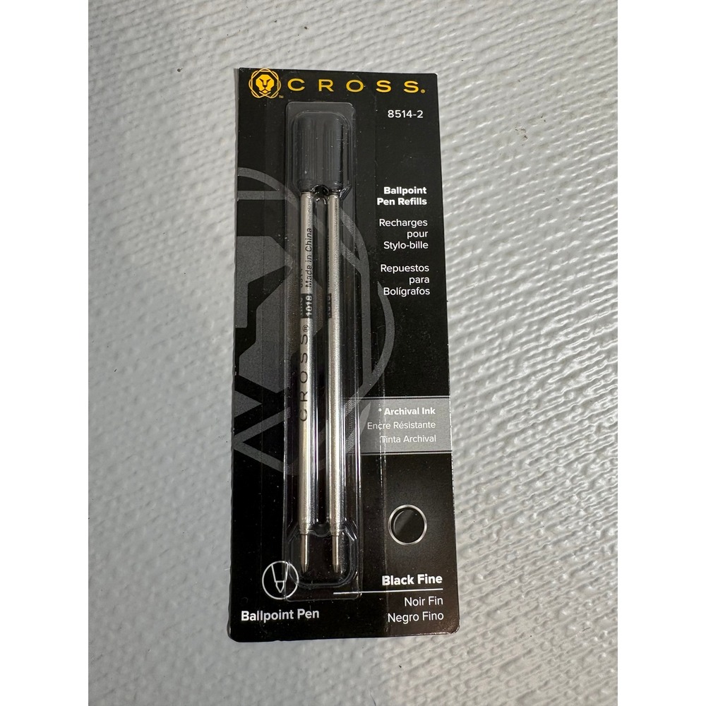 Cross Ballpoint Pen Refills 8514-2 Black Fine Archival Ink 2 Pack